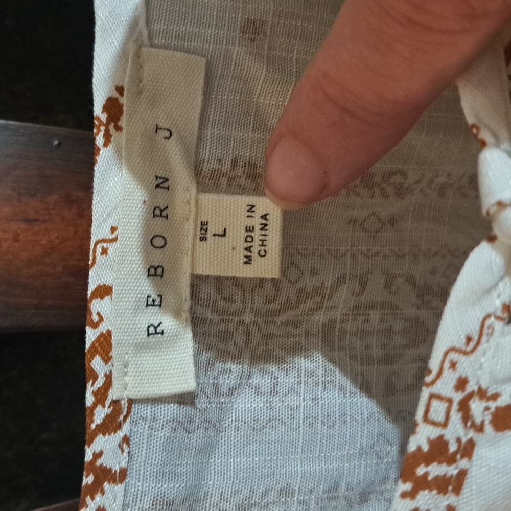 Bohemian Ruffle Blouse - White and Brown - Picture 2 of 5
